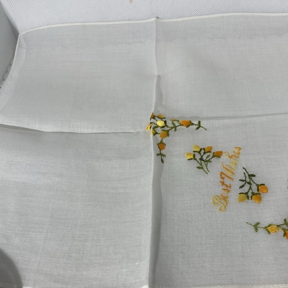 Vintage Switzerland lot of 2, Embroidered, NOS, Handkerchiefs, with labels. - Picture 7 of 9